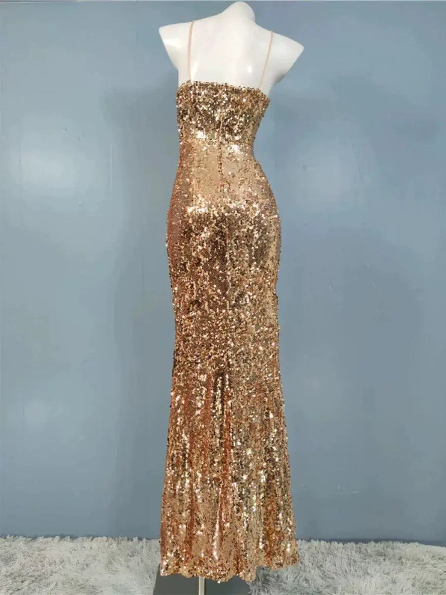 Glitter Sequin V Neck Party Dress for Nightclub Glamour