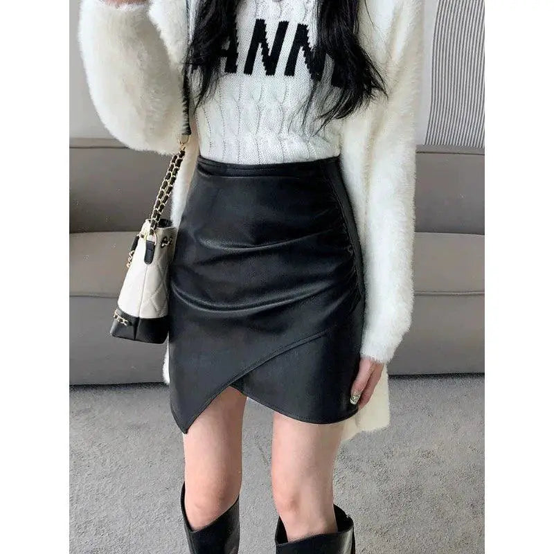 Irregular PU Leather Skirt Edgy A Line Fashion Statement