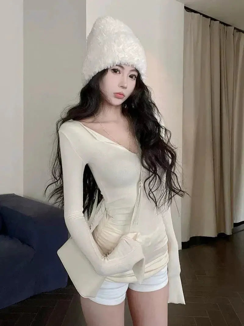 Autumn Chic V Neck Long Sleeve Tee For Everyday Style