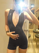 Zipper Collar Athletic Bodysuit Sleek Summer Yoga Sports