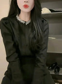 Chic Pleated Bell Sleeve Top for Office