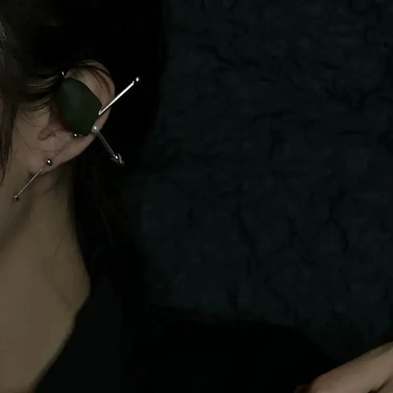 Cool Crystal Elf Auricle Earrings Geometric Alloy Design