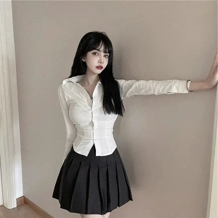White Shirt Pure Desire Slim Fit Korean Style Fashion