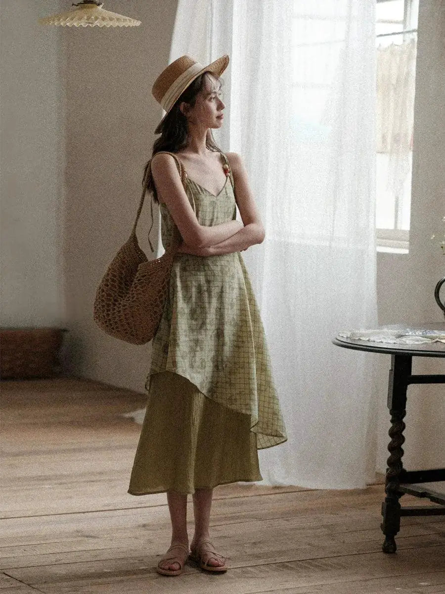 Retro Double Layer Dress Vintage Style Modern Chic