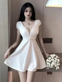 Pure Desire Curvy Womens Summer Dress Low Cut V Neck Fashion