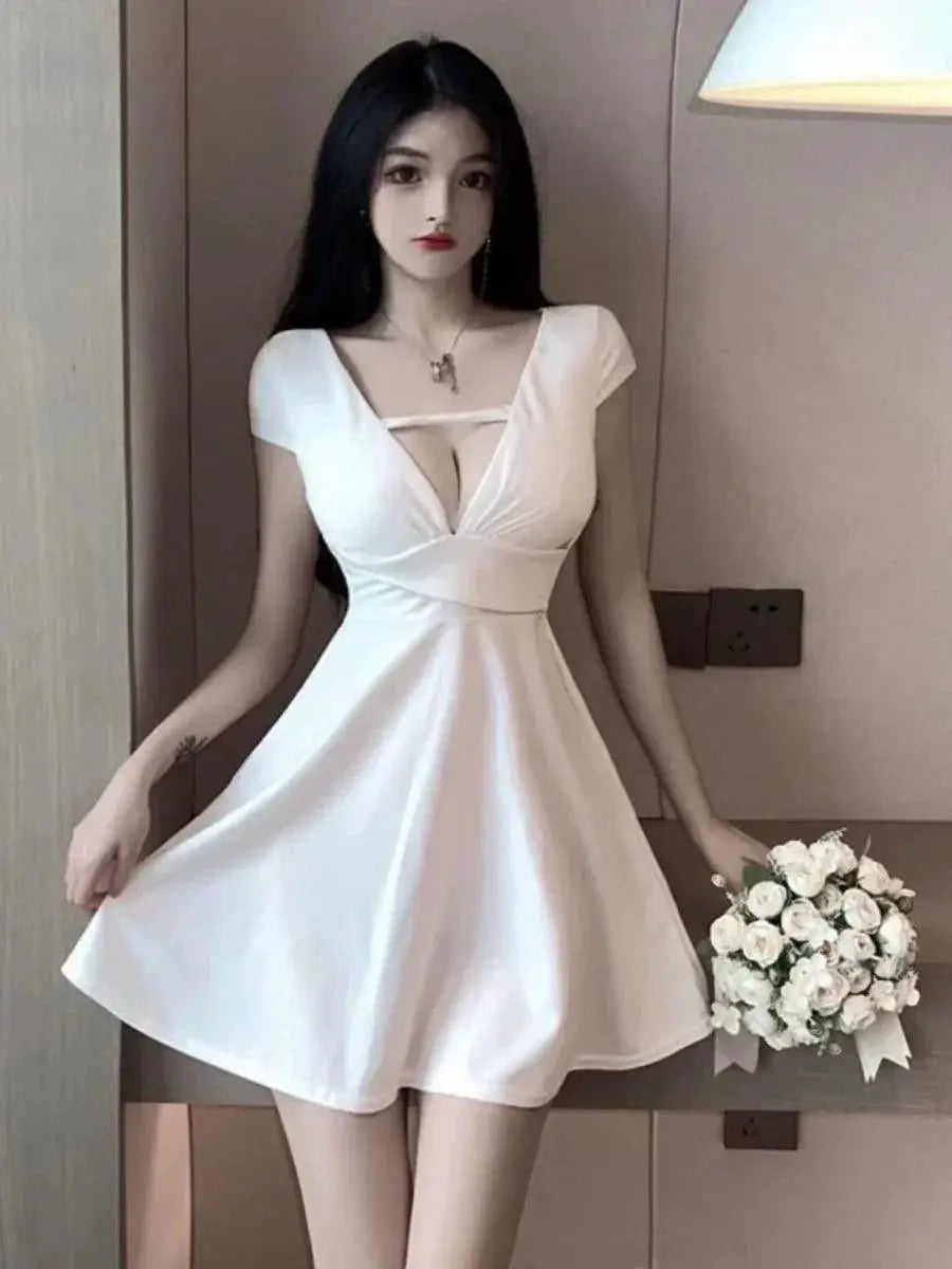 Pure Desire Curvy Womens Summer Dress Low Cut V Neck Fashion