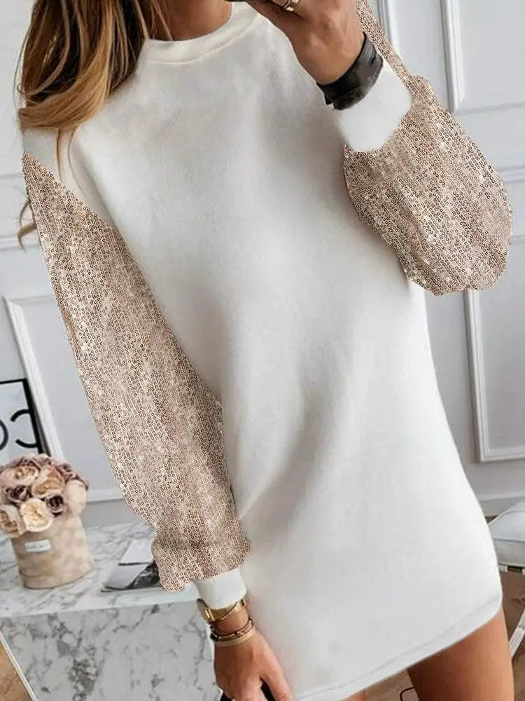 2024 Fall Winter Sleeve Sequin Dress Elegant Evening Wear