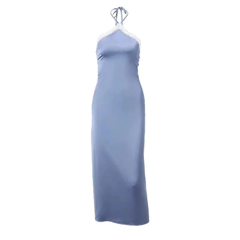 Satin Halterneck Dress Glamorous Off Shoulder Style