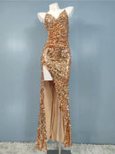 Glitter Sequin V-Neck Party Dress for Sparkling Nightclub Glamour