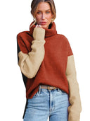 Fall and Winter New Arrival Color Matching Turtleneck Sweater Women