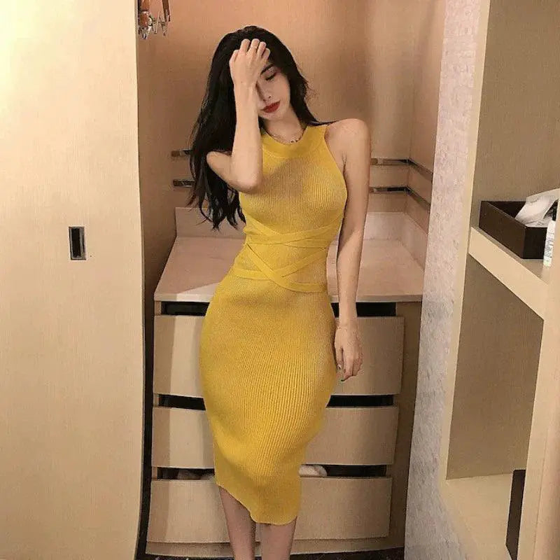 Spring Charm Knit Dress Elegant Fit For Sophisticated Style