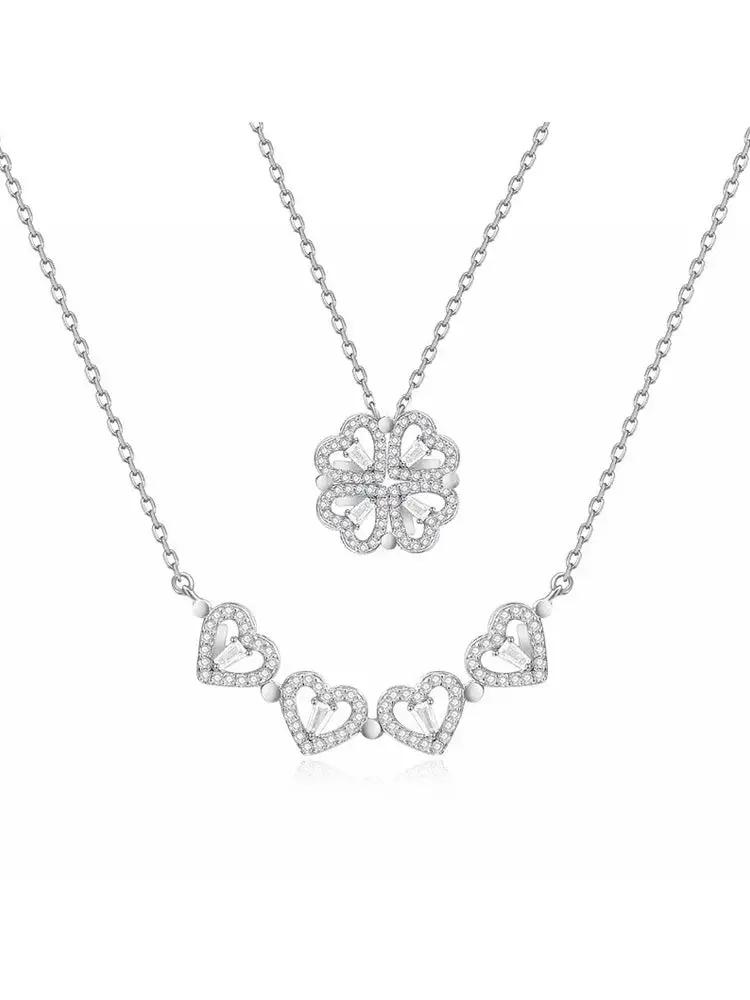 Four Leaf Clover Love Necklace Women Sterling Silver - OurLum.com