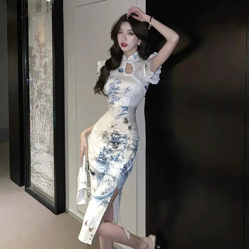 Luxury Cheongsam Dress Retro Commuting Elegance For Women