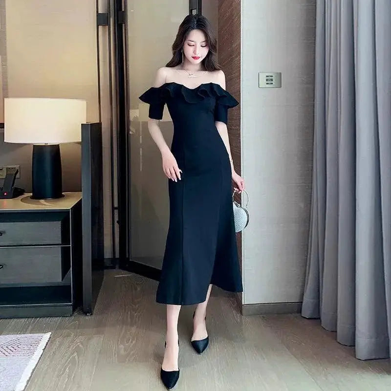 Elegant Summer Fishtail Dress Off Shoulder Style Chic
