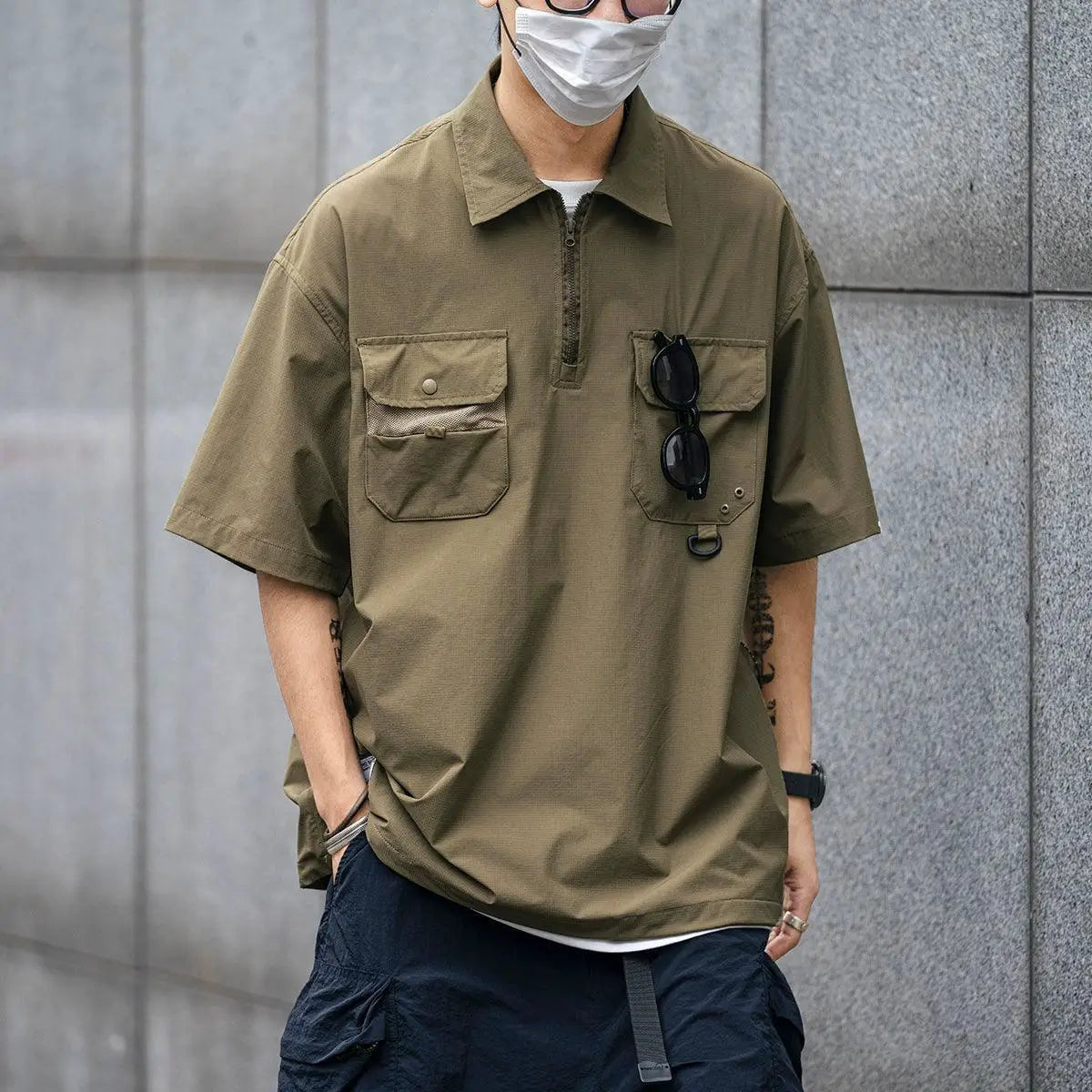 Skasee Half Zip Short Sleeve Polo Shirt For Summer