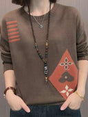 Ethnic Jacquard Sweater Cozy Wool Blend Chic Comfort