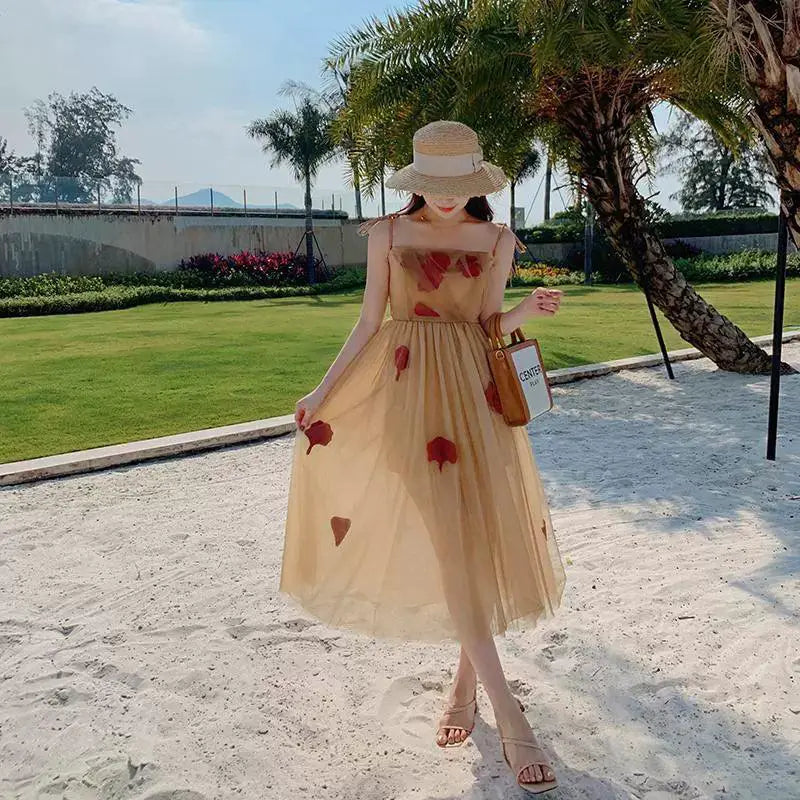 Chic Retro Mesh Beach Dress With Princess Collar Elegance