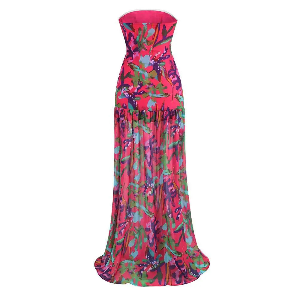 New Floral Maxi Dress Elegant Summer Events Attire Chic
