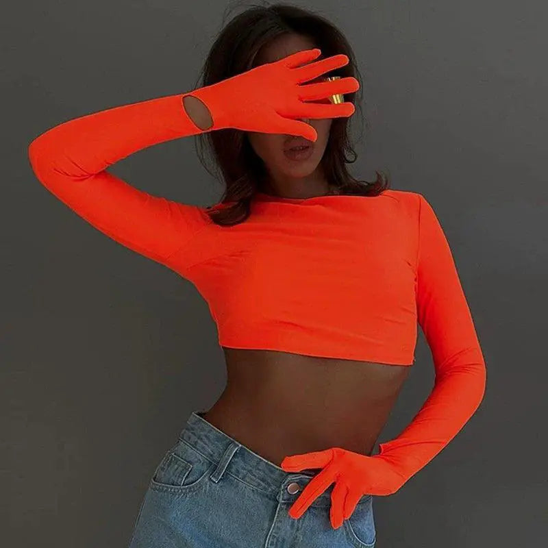Bright Color Slim Fit Street Style T Shirt For Women Top