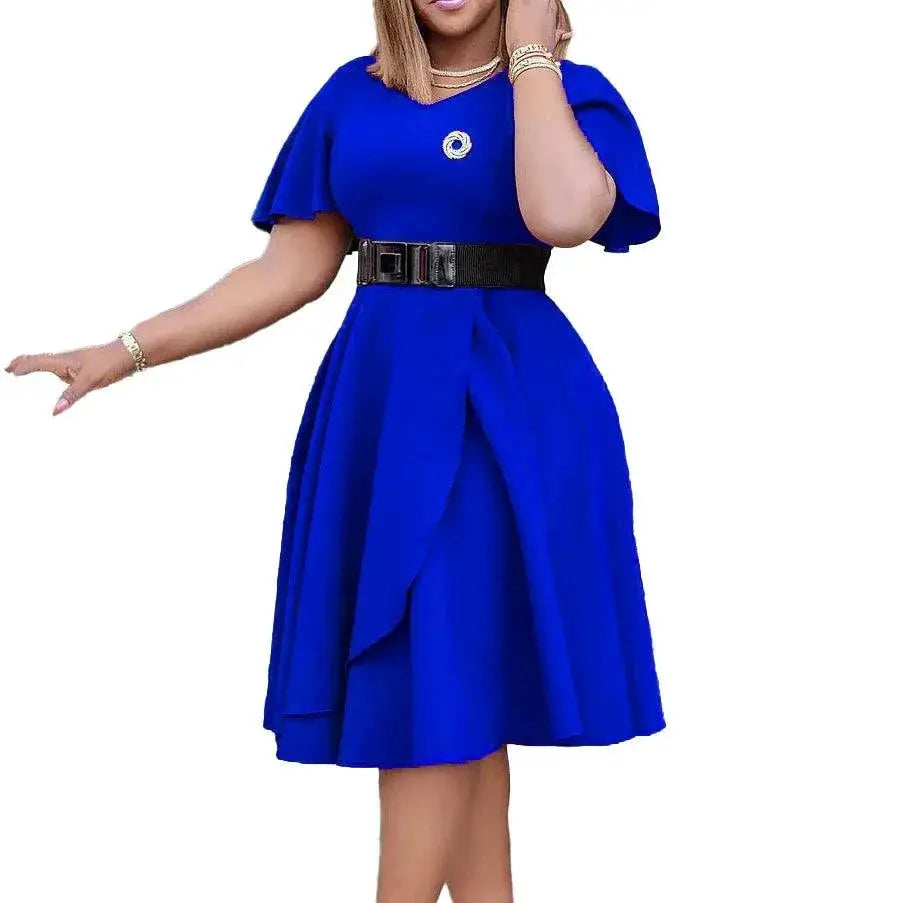 Urban Wind Flared Sleeves Dress Plus Size Chic Style