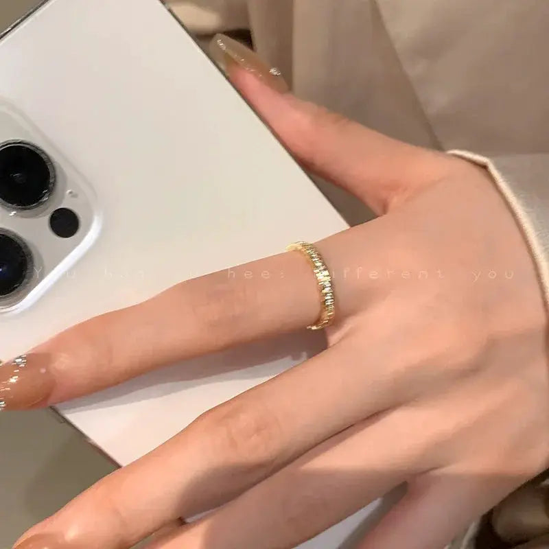 Letter Ring For Women Retro Opening Gold Index Finger Zircon