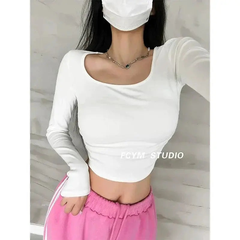 Chic Solid Long Sleeve T Shirt Fashion Forward Street Style