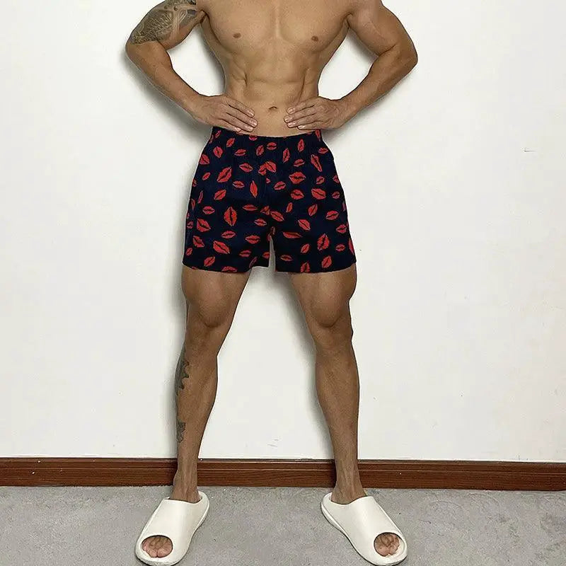 Uawo Men Home Casual Breathable Sweat Absorbing Shorts