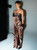 KKX Tube Top Dress: Street Style Fashion with High Slit