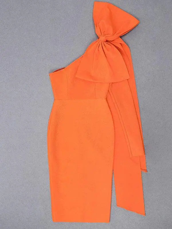 Orange One Shoulder Bandage Dress Winter Statement