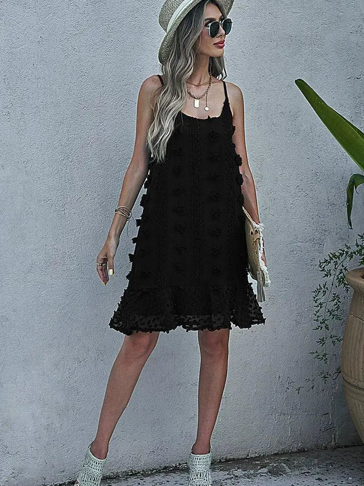 Elegant Three Dimensional Decoration Loose Strap Dress