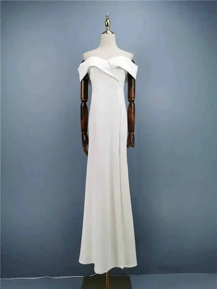 Elegant Off Neck Slit Dress Slim Fit For Evening Events
