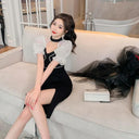 Vintage Rhinestone Women's Dress Elegant European Charm