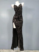 Glitter Sequin V-Neck Party Dress for Sparkling Nightclub Glamour