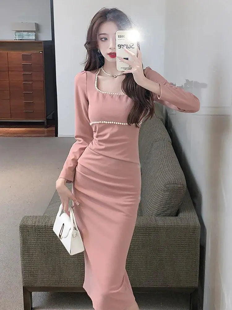 French Elegance Pleated Dress For Sophisticated Women