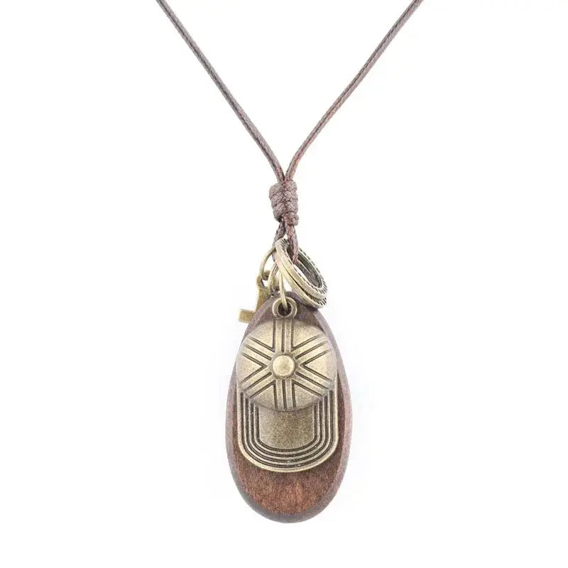 Baigu Baseball Wooden Necklace Pendant Bronze Accessory