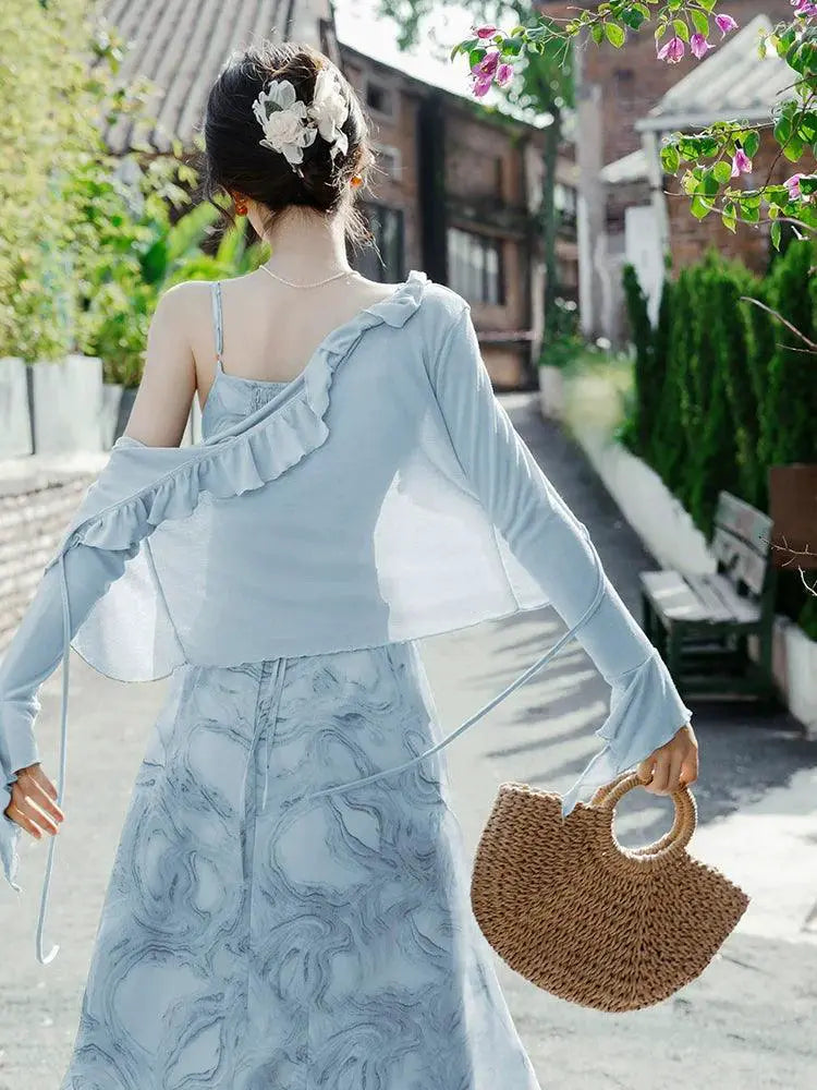 Light Blue Floral Sling Dress Summer Chic Fashion Essentials