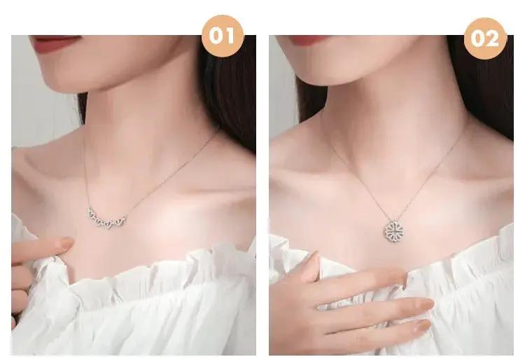 Valentine's Day Sterling Silver Clover Pendant Necklace - OurLum.com