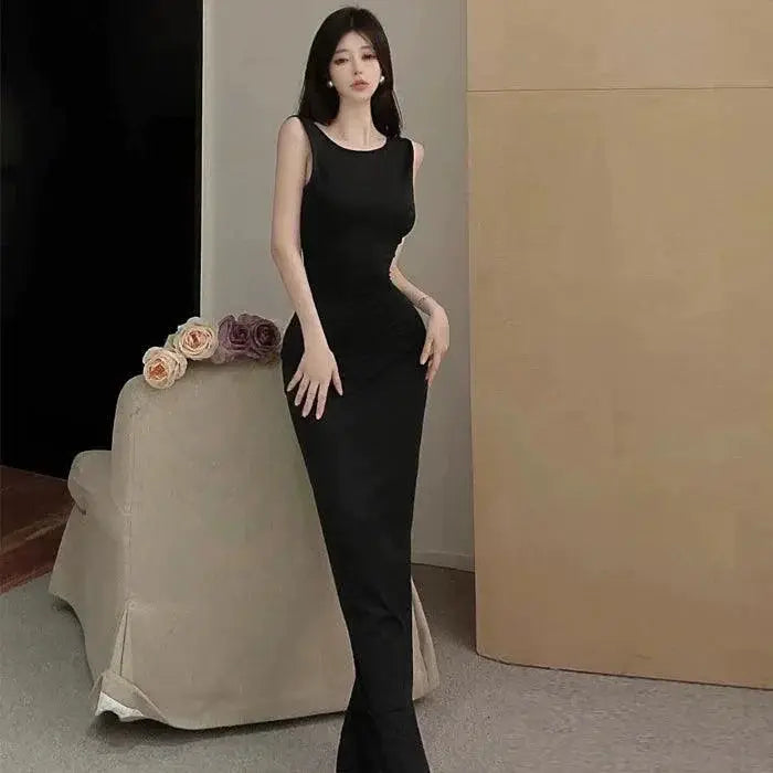 Stylish Backless Split Dress Chic Korean Style Summer 2022