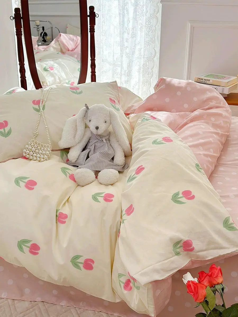 Spring Summer Girly Cotton Quilt Set Dorm Room Bedding