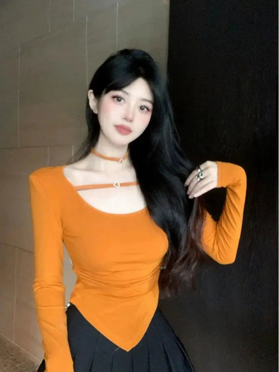 Sweet Sensual Slim Fit Off Shoulder Tee Chic Autumn Fashion