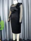 Elegant Mesh Beads Plus-Size Party Dress Sophisticated Glamour