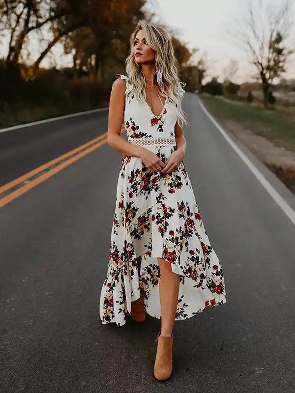 Floral Backless Beach Dress Boho Chic Summer Style