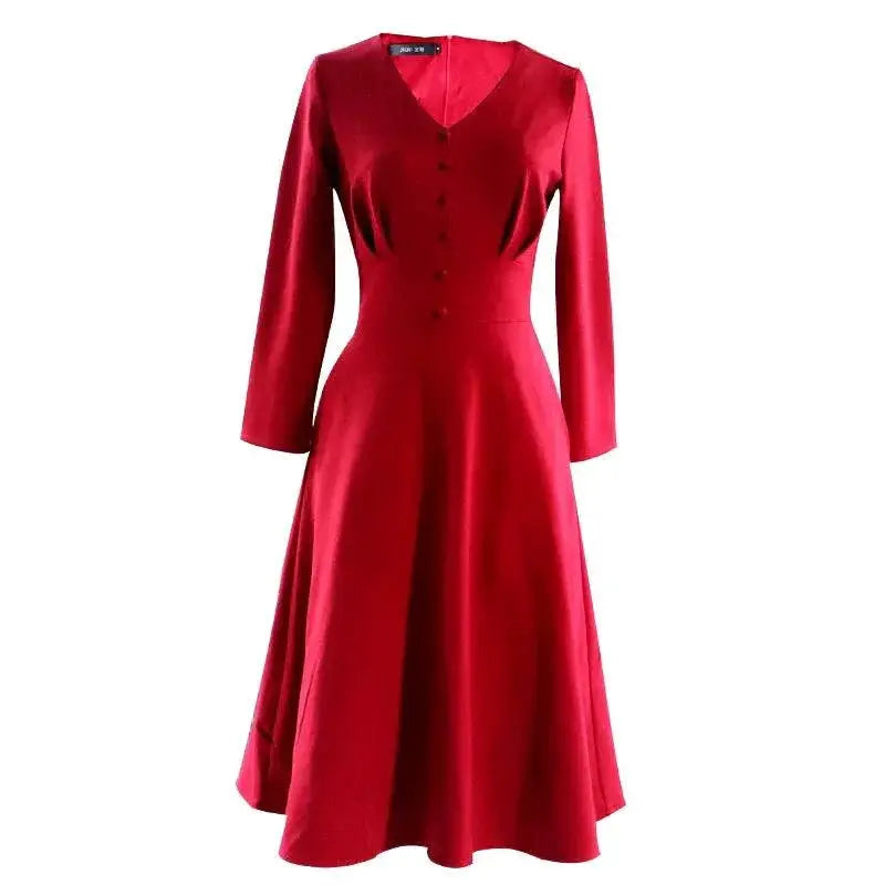 Retro Chic Slimming Dress for Modern Women Elegance