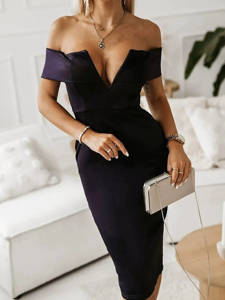 European American Style Sexy V Neck Tube Top Dress