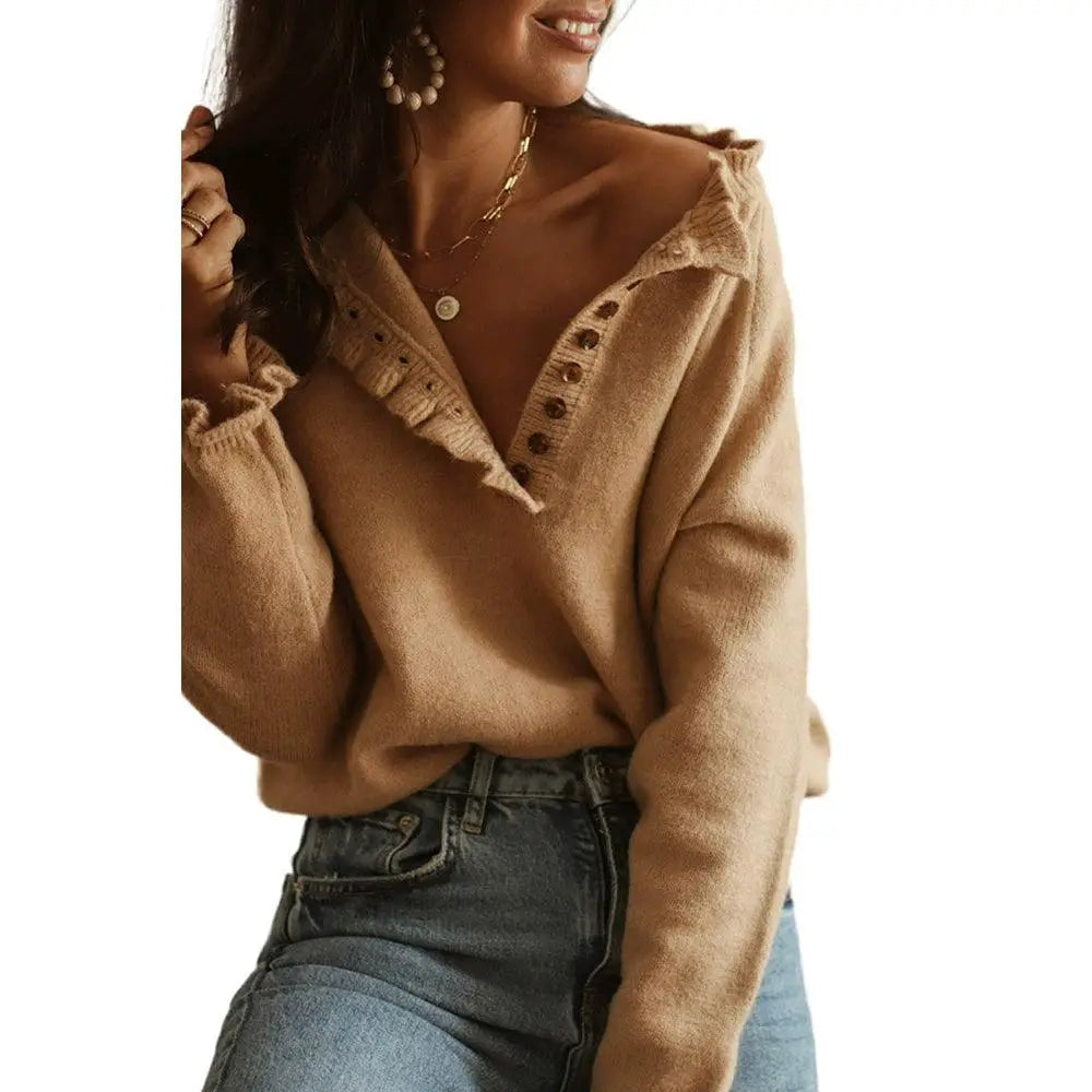 Fashion Raglan Knitted Lace Collar Pullover Chic For Women