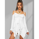 Ruched Asymmetrical Slim Fit Backless Sling Dress Style