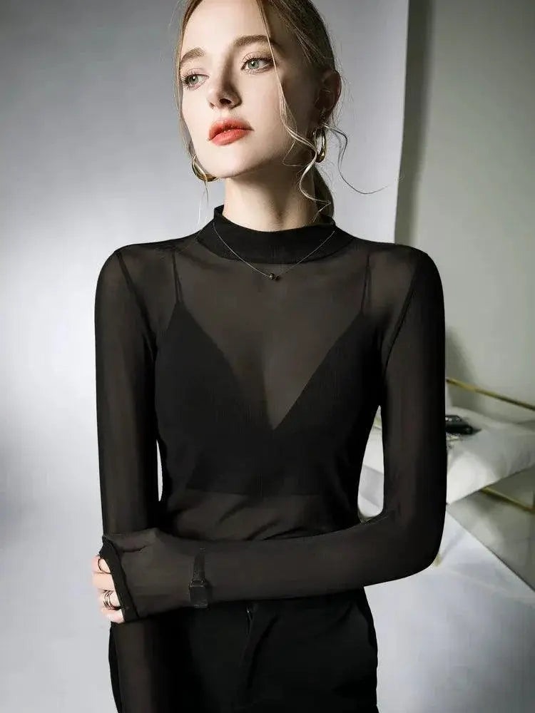 Elegant Mesh Top Sophisticated Spring Style For Women