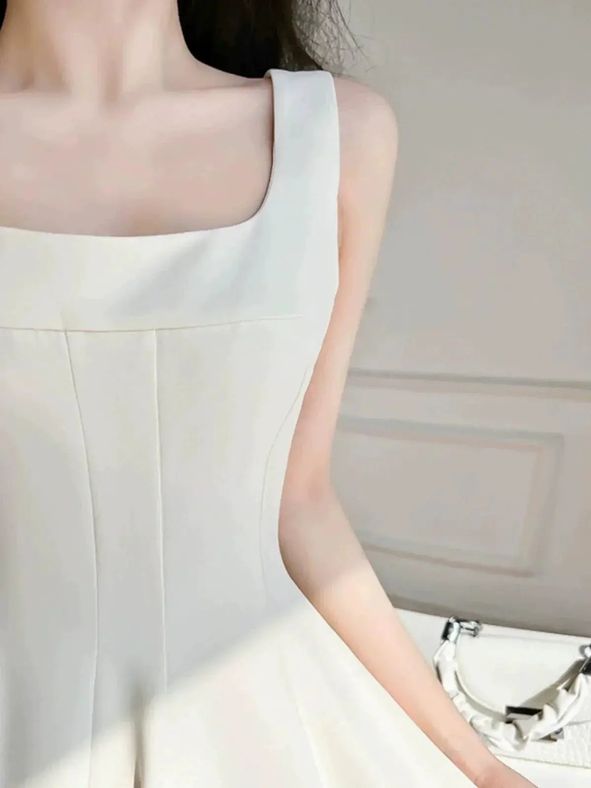 Slim White Suspender Dress Korean Fashion Elegance