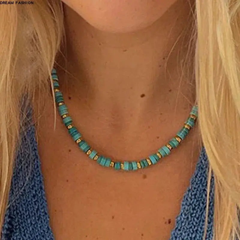 New Arrival Natural Stone Twin Design Unisex Necklace