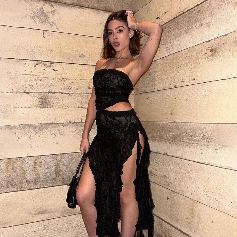 Sylcue Lace Off Shoulder Dress Chic Winter Fashion Style